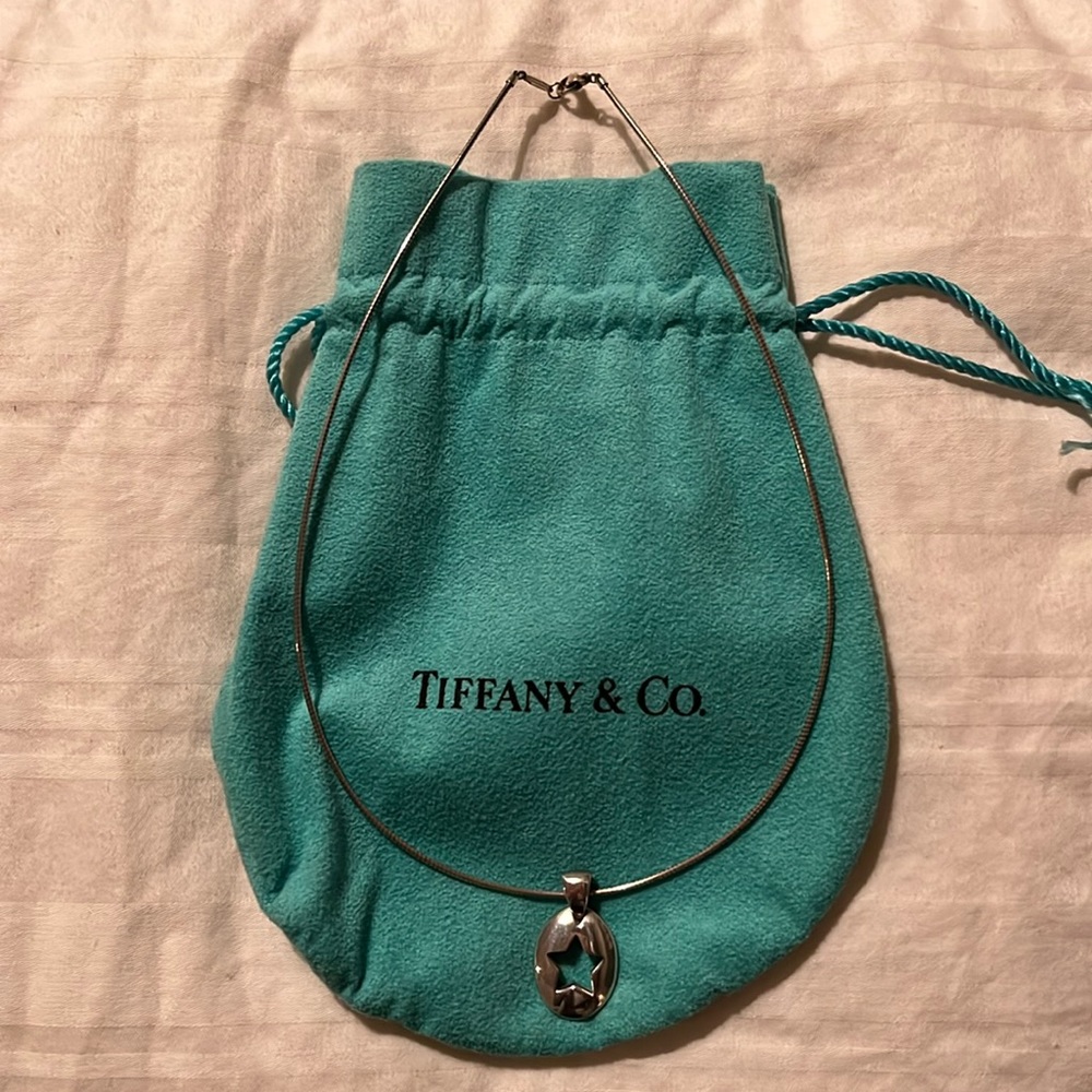 Tiffany sterling silver star choker style necklace